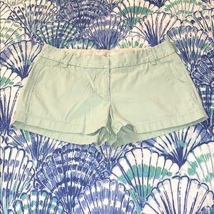 Pistachio baby green J. Crew chino shorts